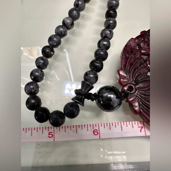 LABRADORITE + HEMATITE NATURAL STONES NECKLACE - Picture 13 of 16